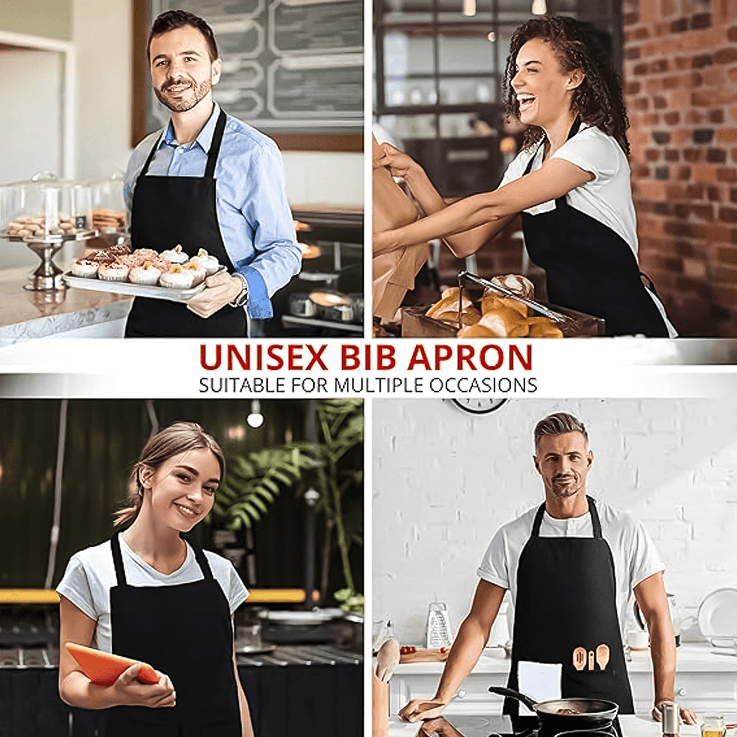 Waterproof Kitchen Apron - Plain Apron for Cooking Chefs Baking Pocket Craft BBQ Front Butcher Catering