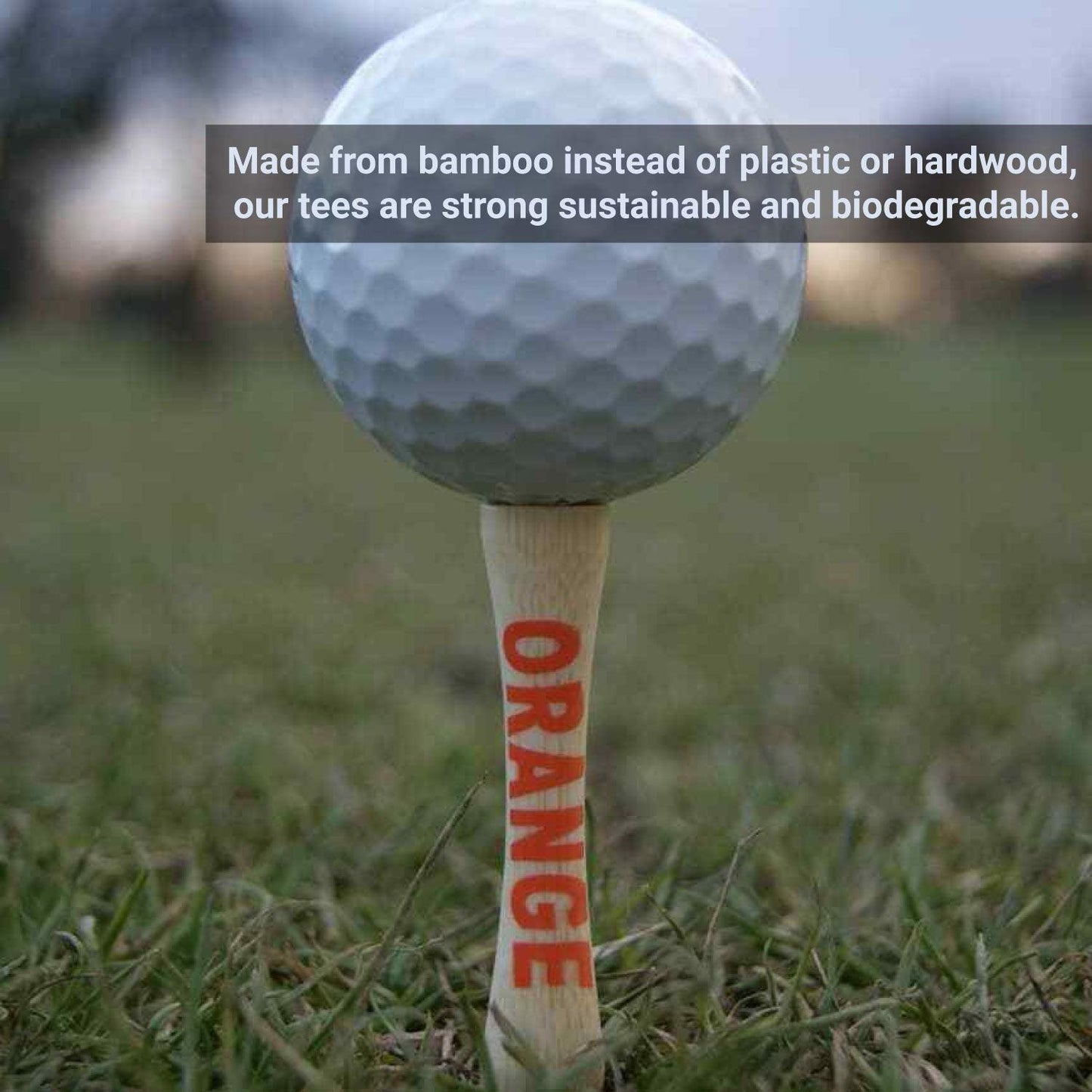 Bamboo Golf Tees - ORANGE (70mm) Bamboo Castle Golf Tees