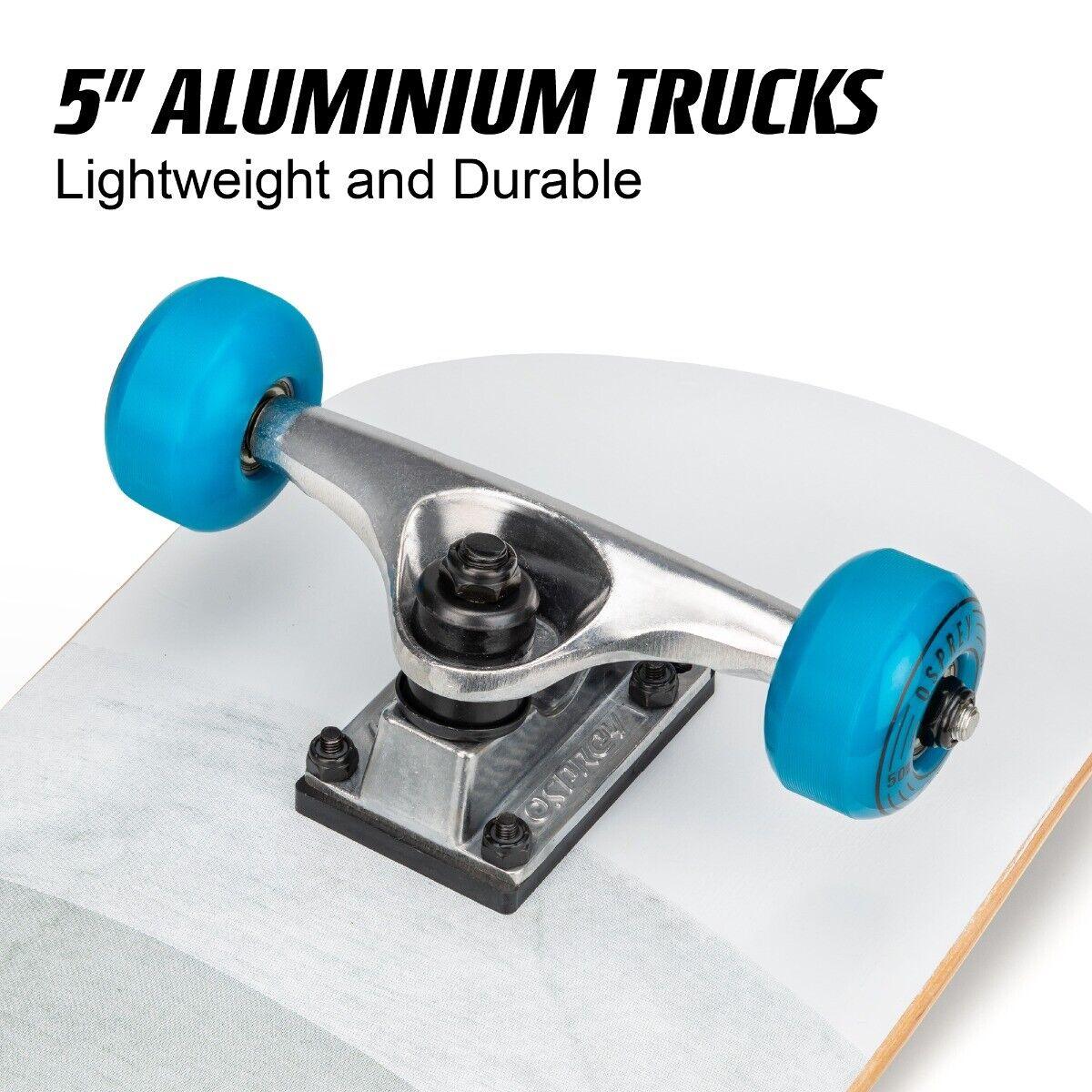 Skateboard for Beginners - 31 x 8 Inch Complete Skateboard, 8-Layer Maple Wood Deck Double Kick Standard Skateboards for Kids, Teens, Adult, Beginner