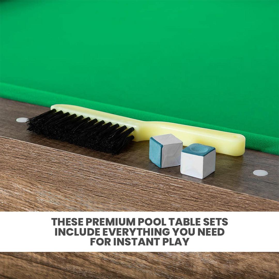 Pinpoint Pool Table - 7ft Wooden Finish Table + 2x Cues, Balls, Chalk & Triangle