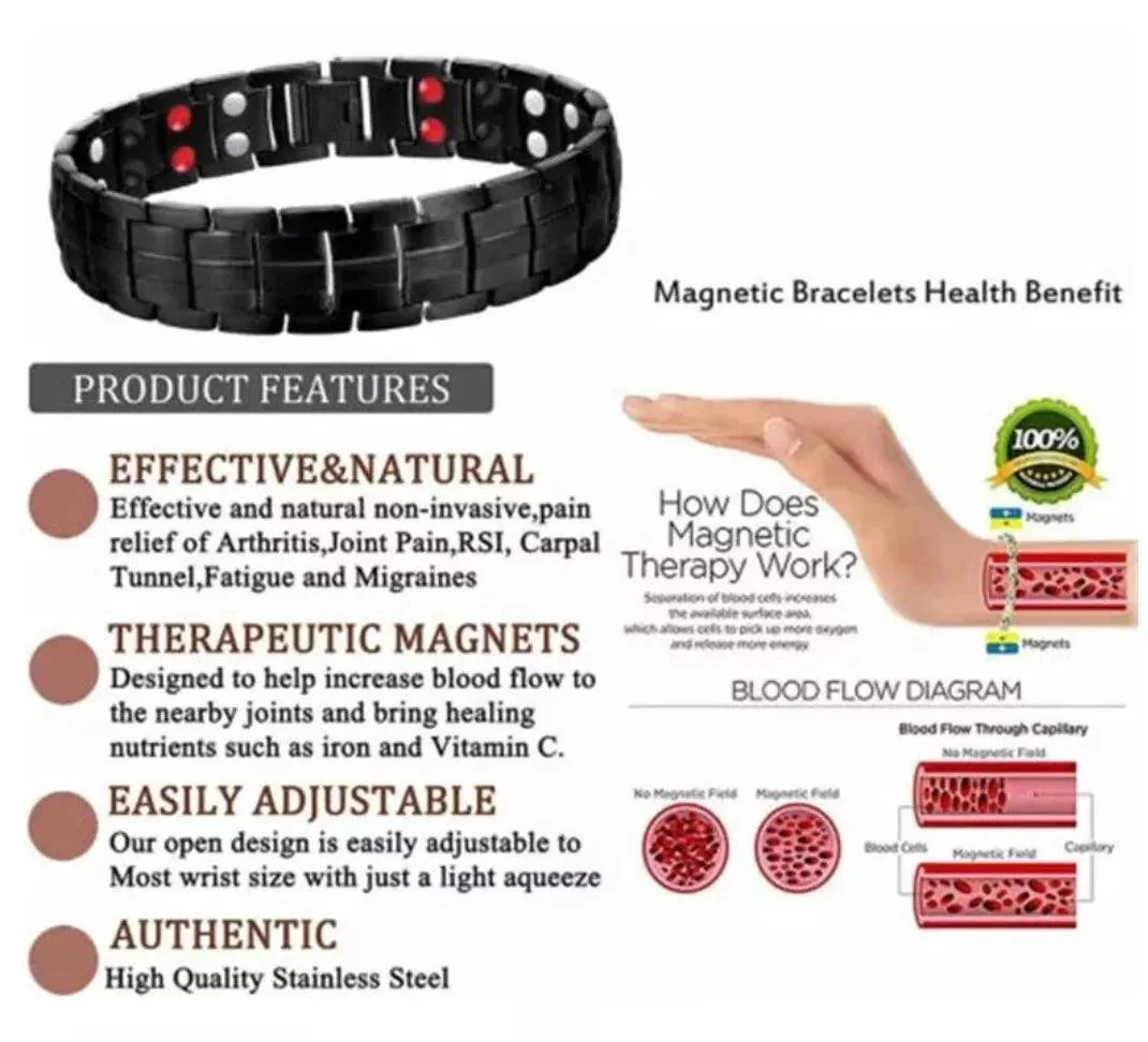 Magnetic Bracelet - Titanium Double Row Bio 4in1 Magnetic Bracelet | Arthritis Pain Relief
