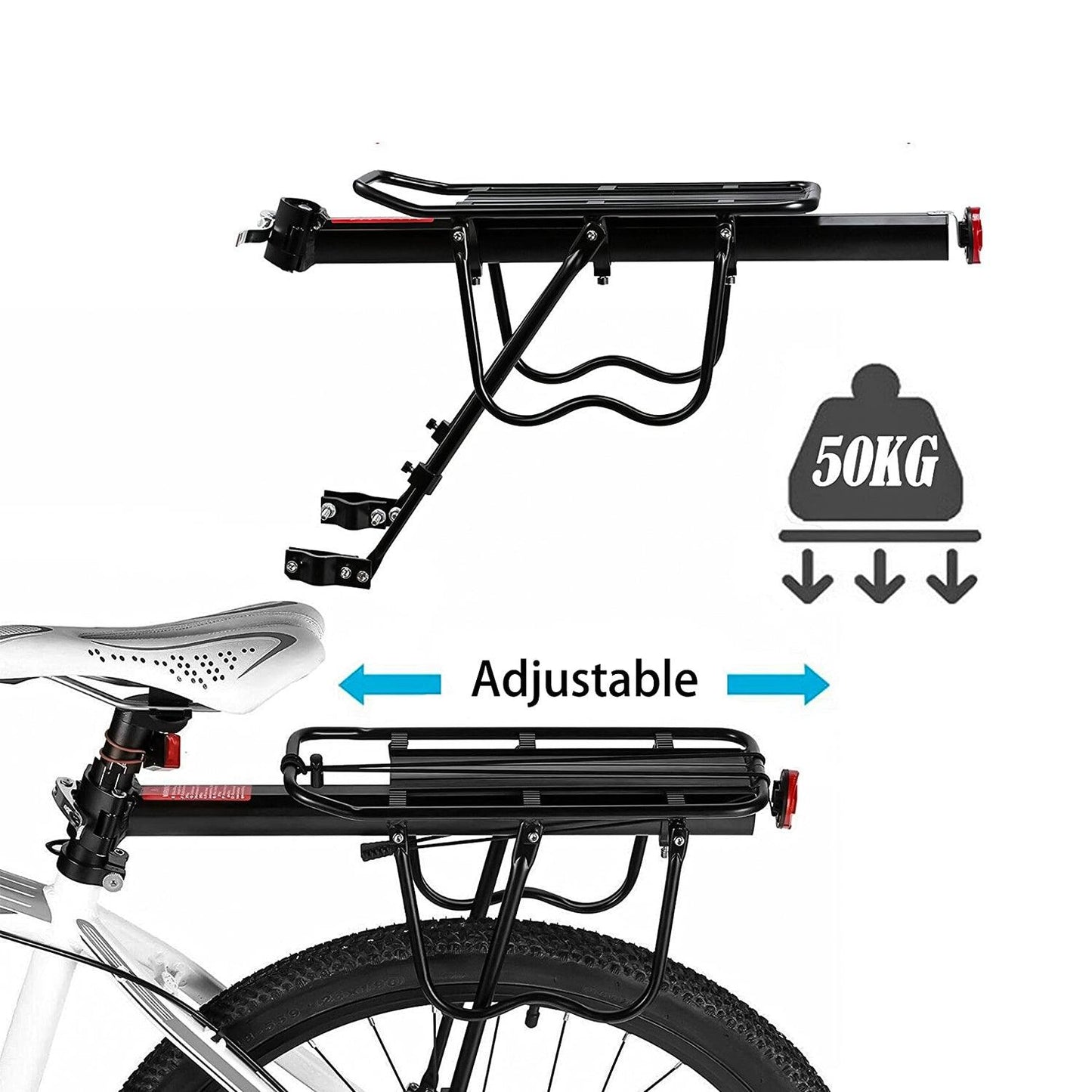 Rear Cycle Racks - Pedalpro Bicycle Alloy Rear Rack - Alloy Rear Bicycle Pannier Rack Carrier Bag Luggage Cycle Mountain Bike 50kg Max
