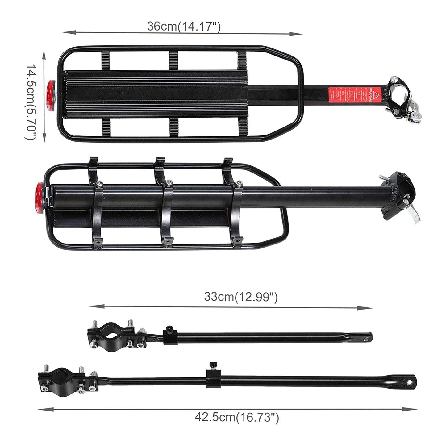 Rear Cycle Racks - Pedalpro Bicycle Alloy Rear Rack - Alloy Rear Bicycle Pannier Rack Carrier Bag Luggage Cycle Mountain Bike 50kg Max