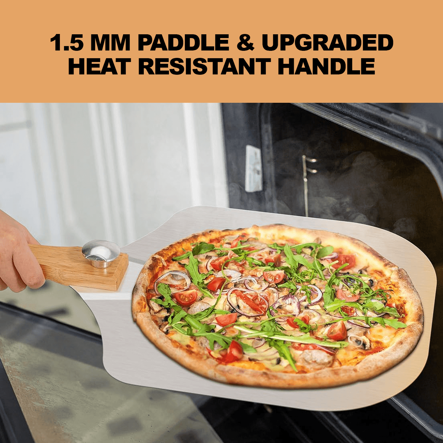 12 Inch Pizza Peel – Aluminium Pizza Peel with Wood Handle Foldable Design Pizza Cutter