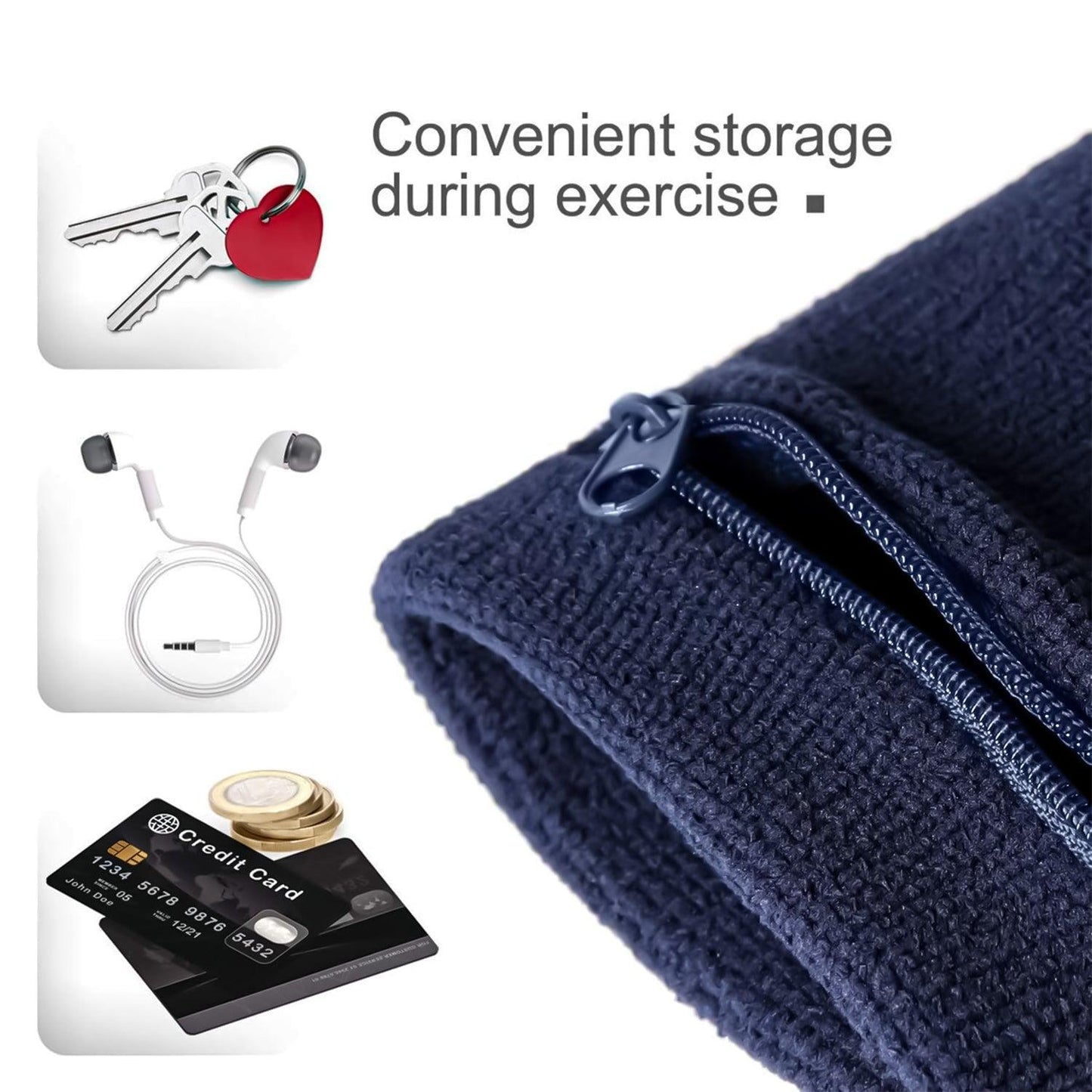 Wrist Wallet for Runners - Pocket Wrist Wallet Pouch Bag Band Zipper for Running