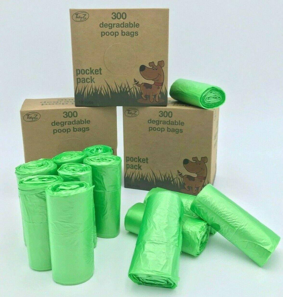 Compostable Dog Poop Bags - 12 rolls Degradable Poo Bags Pocket Size With Tie Handles