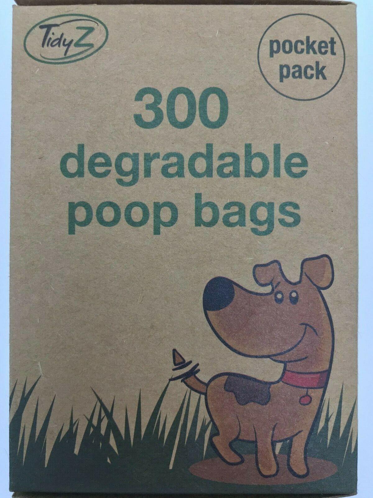 Compostable Dog Poop Bags - 12 rolls Degradable Poo Bags Pocket Size With Tie Handles