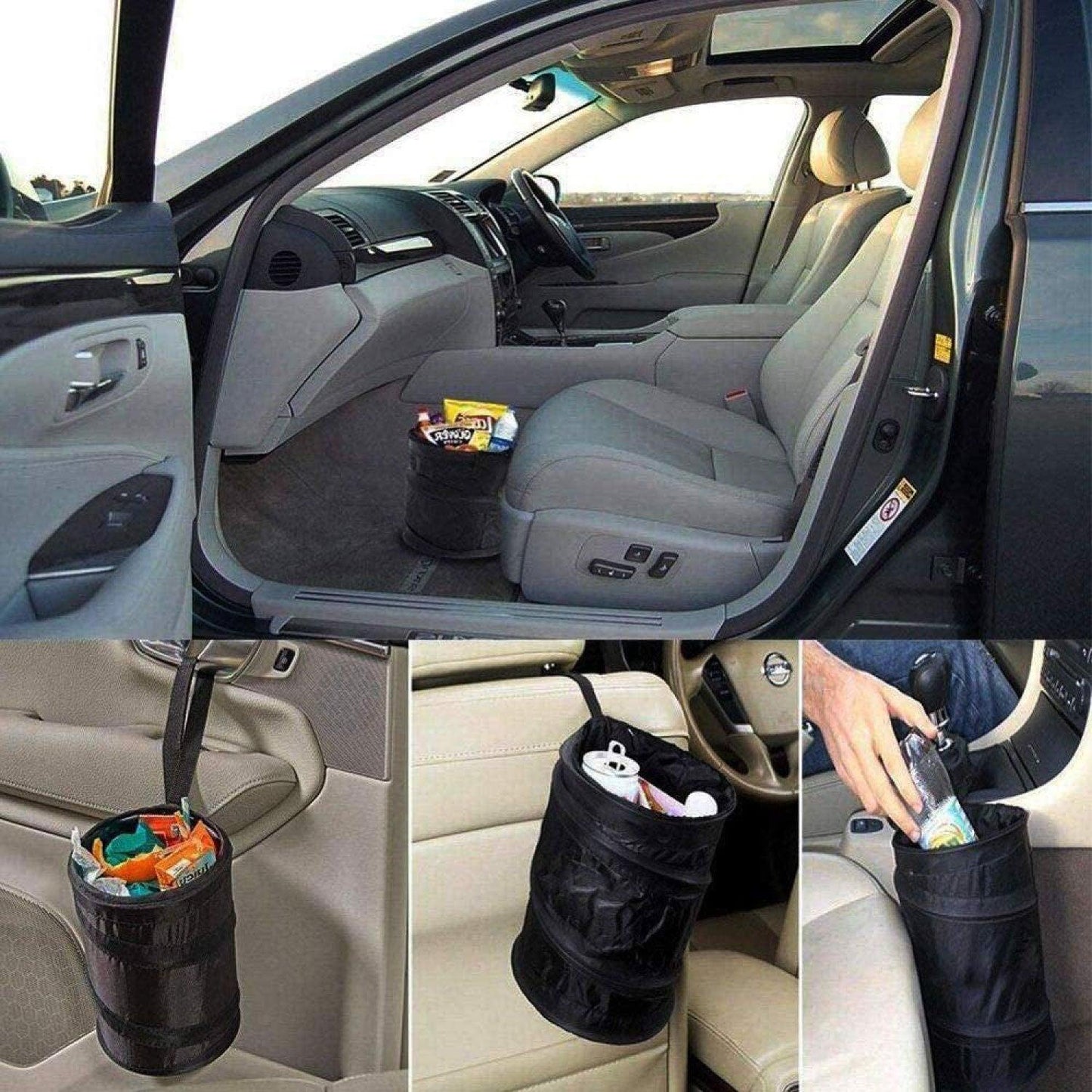Mini Car Bin - Pop Up Black Storage Dustbin Foldable Travel Mini Rubbish Waste Basket