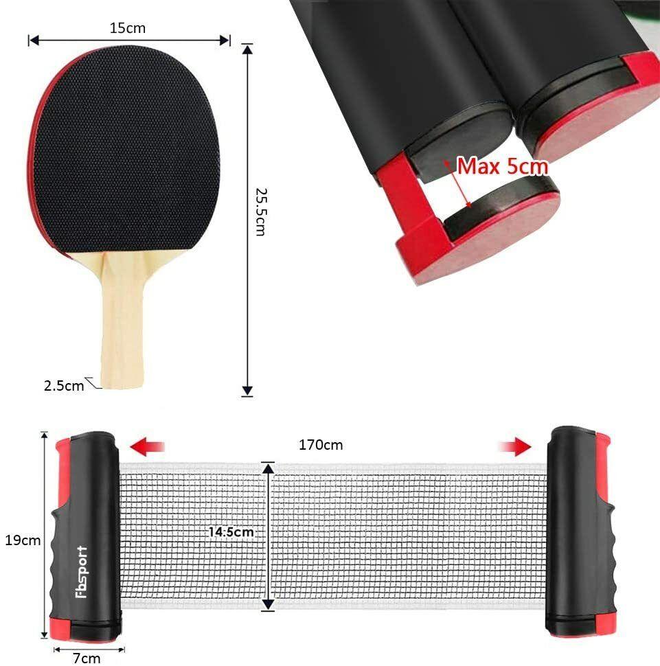 Table Tennis Equipment UK - Portable Table Tennis Bats Blade Set Retractable Net 3 Ping Pong Balls Durable