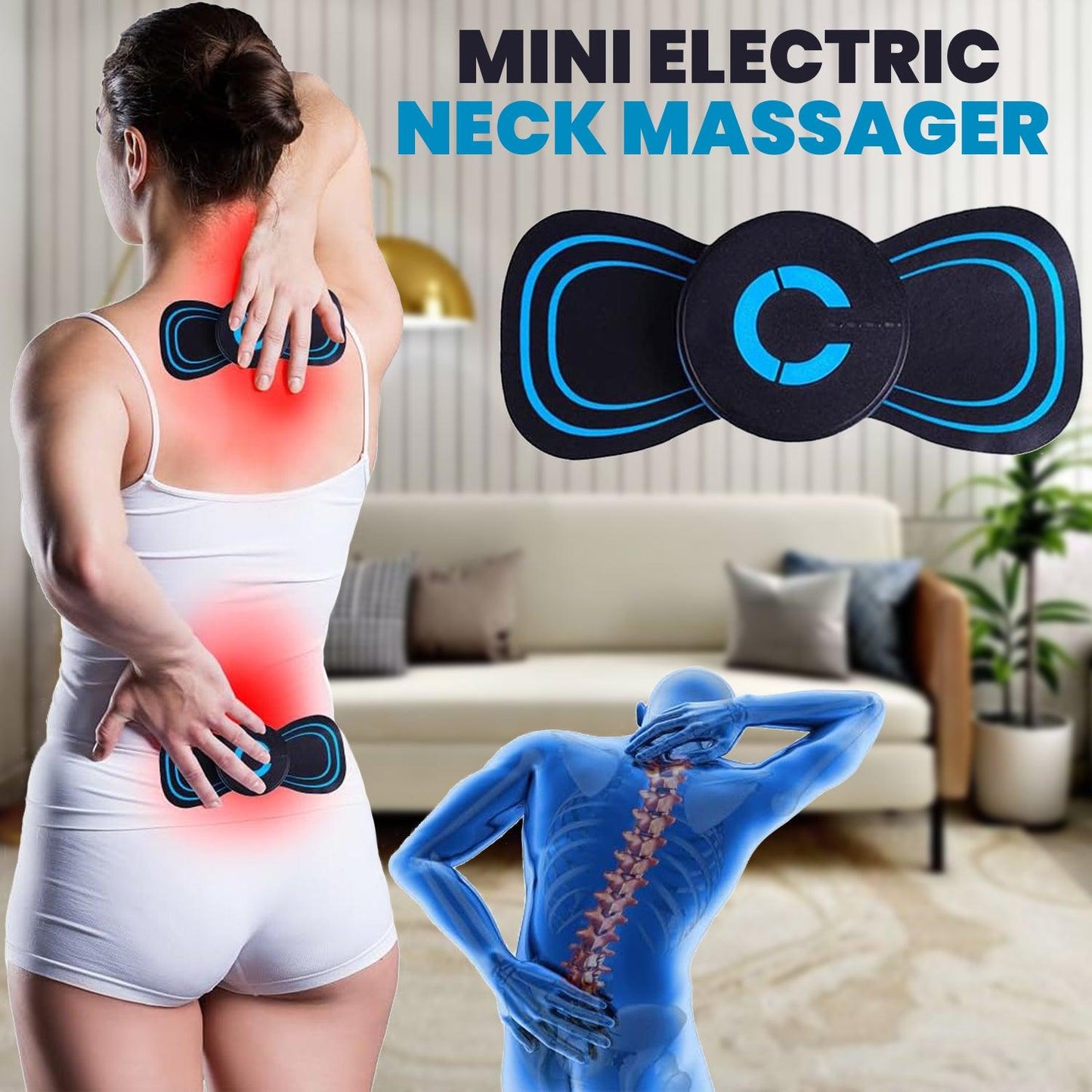 Portable Electric Neck Massager - Cervical Massage Back Massager Stimulator