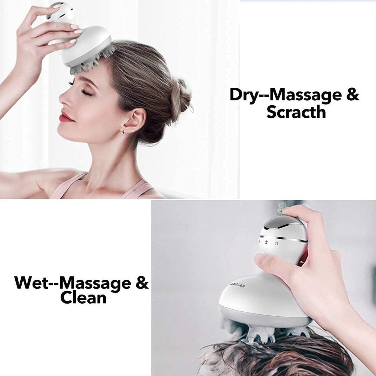Electric Scalp Massager - 4 Replacement Massage Heads Portable Head Scratcher with Tissue Kneading Nodes