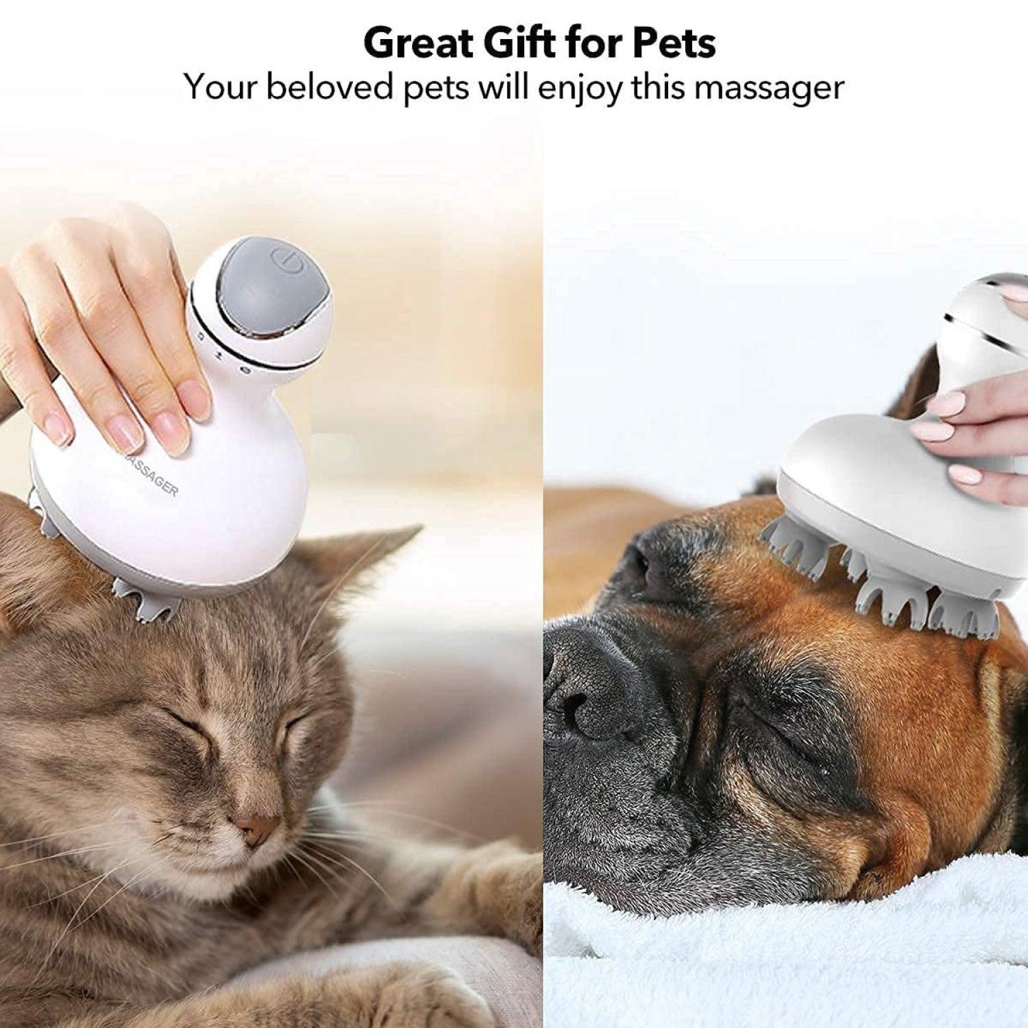 Electric Scalp Massager - 4 Replacement Massage Heads Portable Head Scratcher with Tissue Kneading Nodes