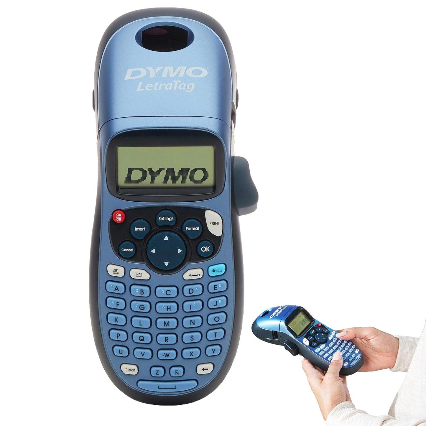 Portable Label Printer - LT-100H Label Maker Starter Kit | Handheld Label Printer Machine | ABC Keyboard Label Printer with 13 Character LCD Screen |  Paper, Clear Plastic Label Tape & Machine Holder