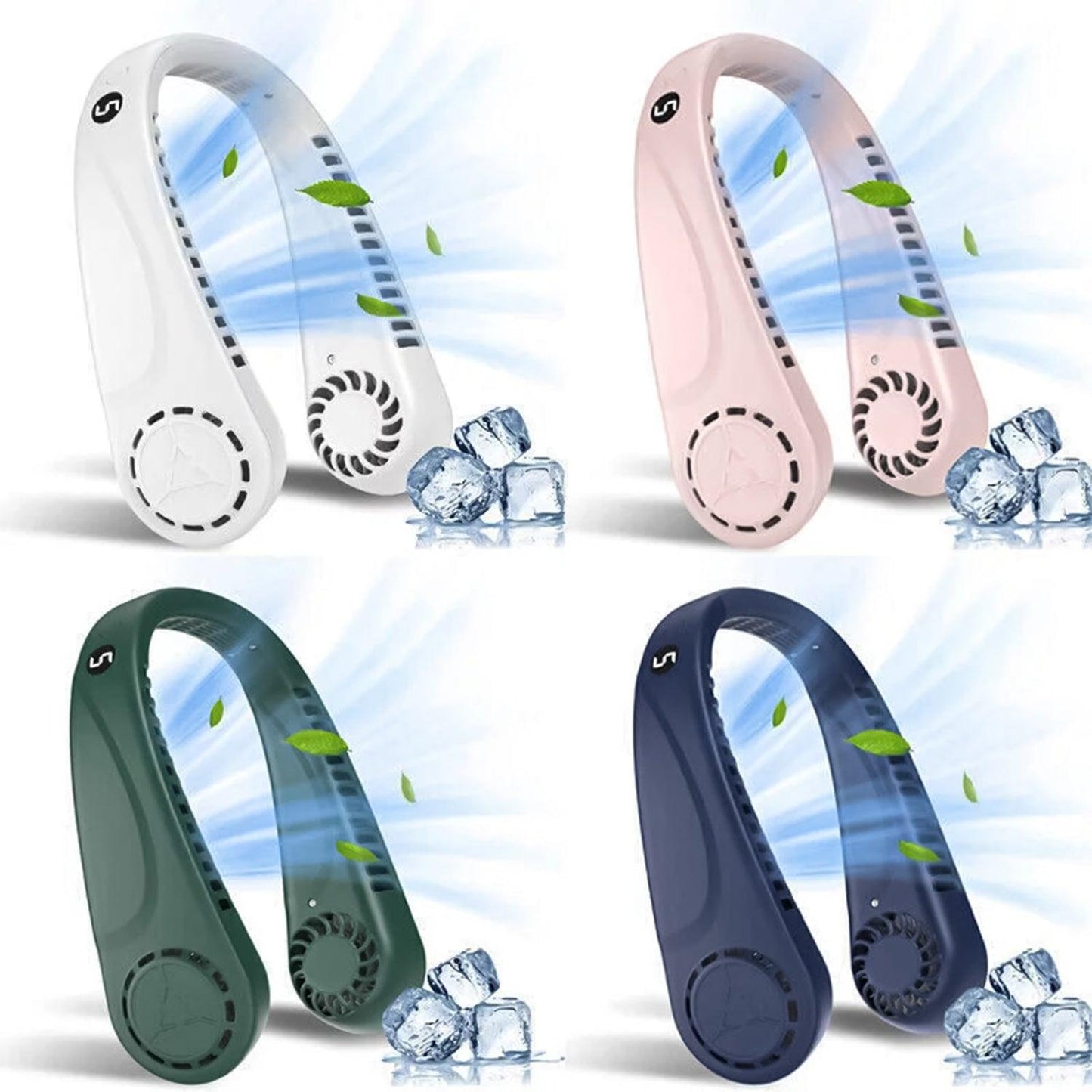 Portable Neck Fans - Portable 5 Speed Neck Fan USB Rechargeable Neckband Bladeless Cooler