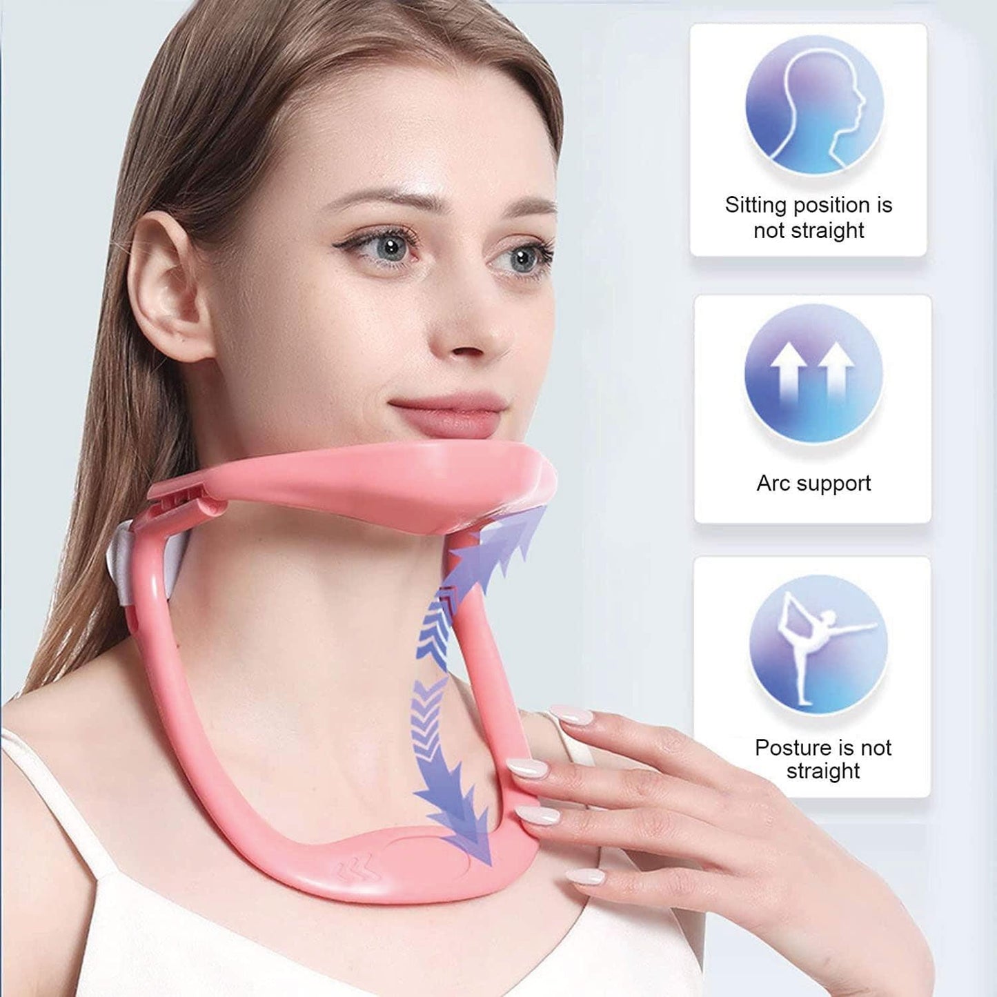 Neck Brace for Posture - Adjustable Neck Stretcher Neck Support for Cervical Pain Relief Neck Traction Device