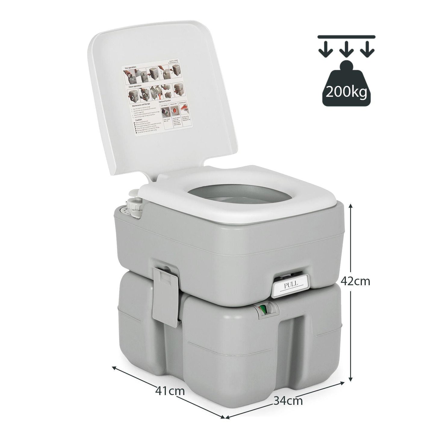 Portable Camping Toilet - 20L Outdoor Toilet Camping Toilet Caravan Commode Flushing Potty RV Trips
