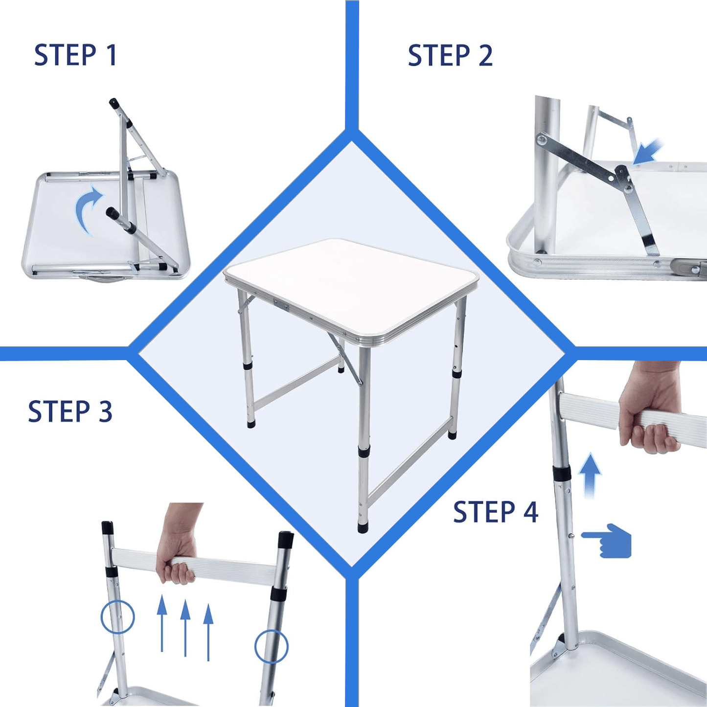 Aluminium Foldable Camping Table - Portable Outdoor Picnic & BBQ Table with Carry Handle