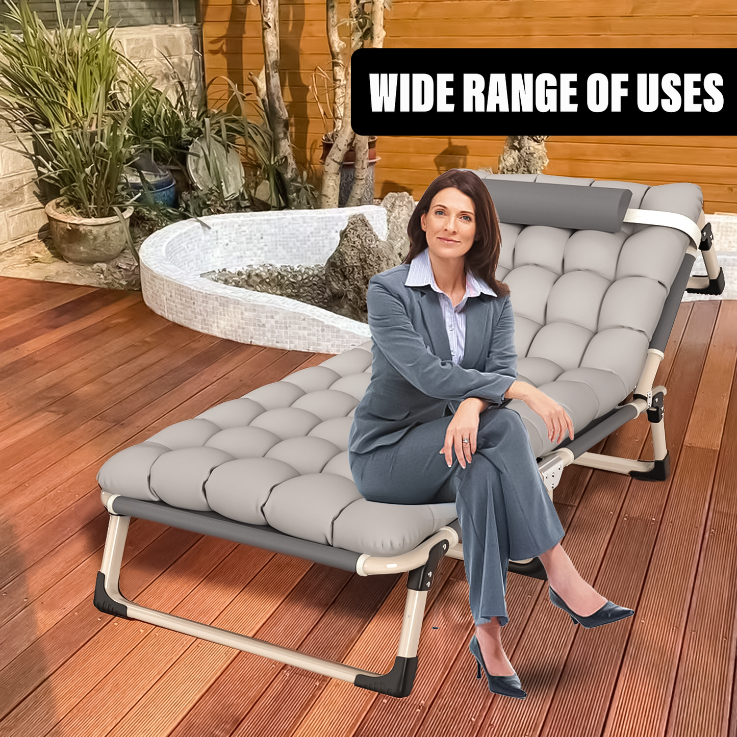 Collapsible Sun Lounger – Foldable Reclining Garden Chair for Outdoor Relaxation