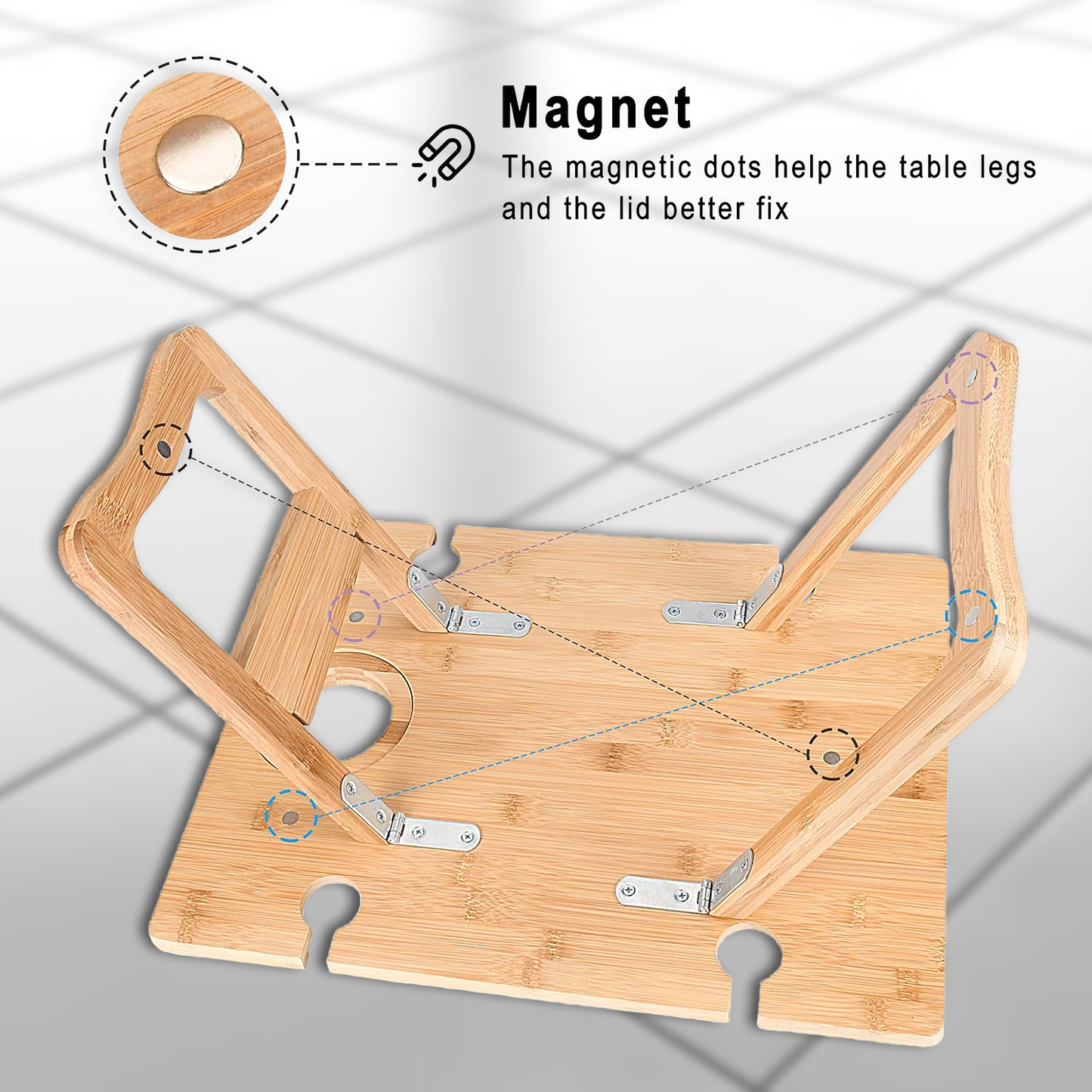 Wine Picnic Table – Portable Wooden Table with Glass Holders for Outdoor Use