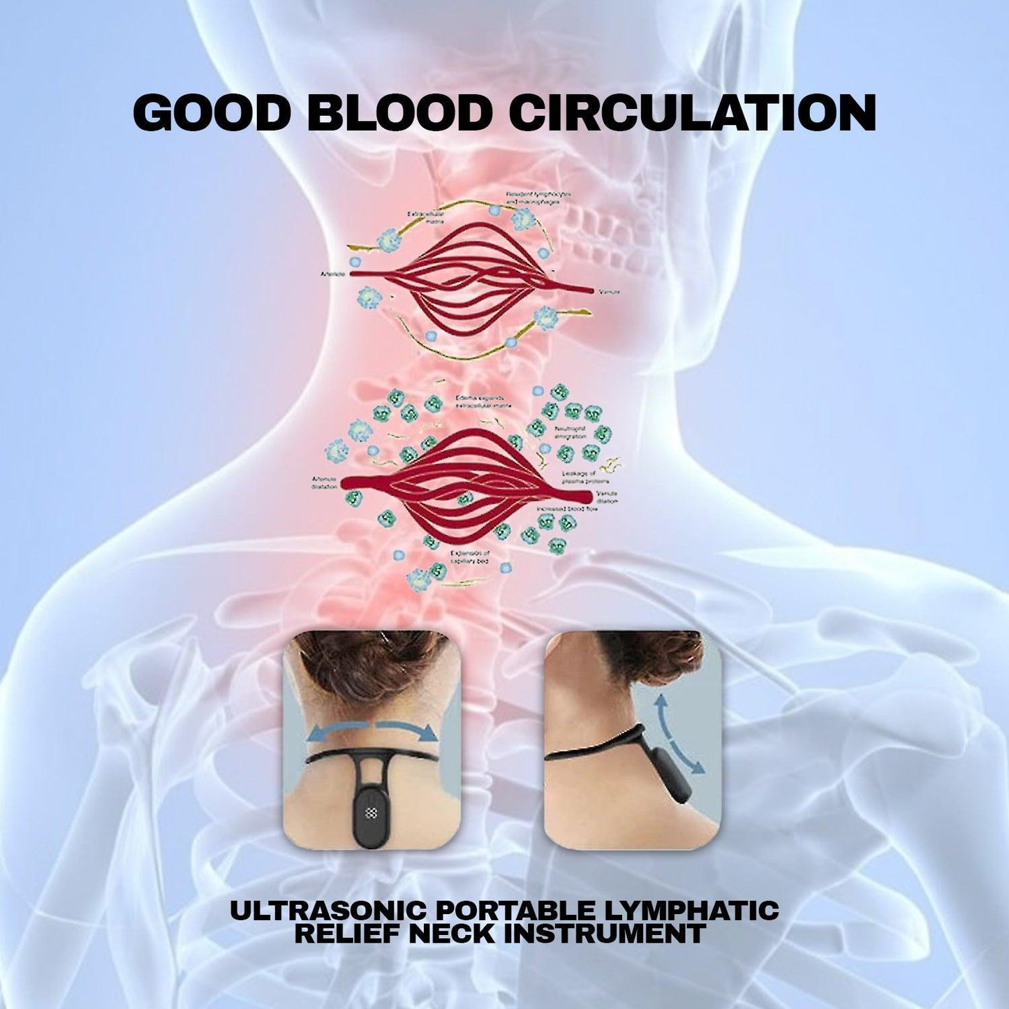 Lymphatic Neck Massager - Ultrasonic Portable Neck Instrument Intelligent Neck Hump Corrector Posture Orthotic Device