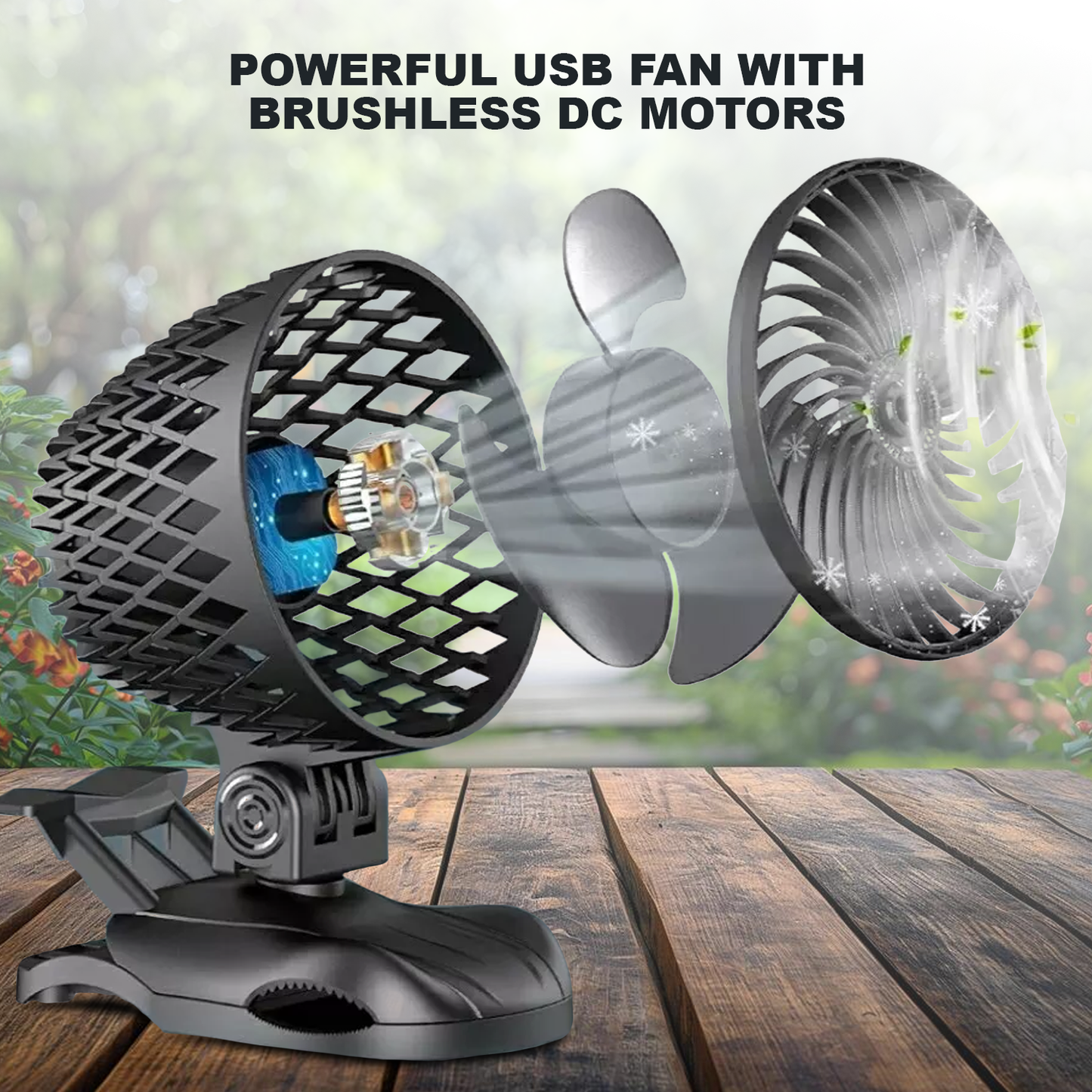 USB Desk Fan - Silent Powerful with 360°Rotatable Stepless Mini Desk Fan