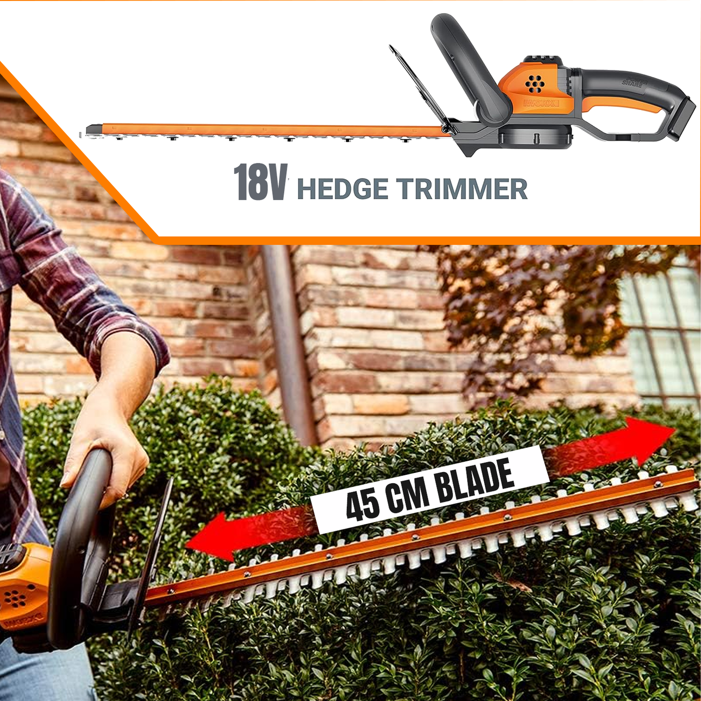 Cordless Hedge Trimmer – 2-in-1 Electric Shrub and Grass Cutter with Rechargeable Battery
