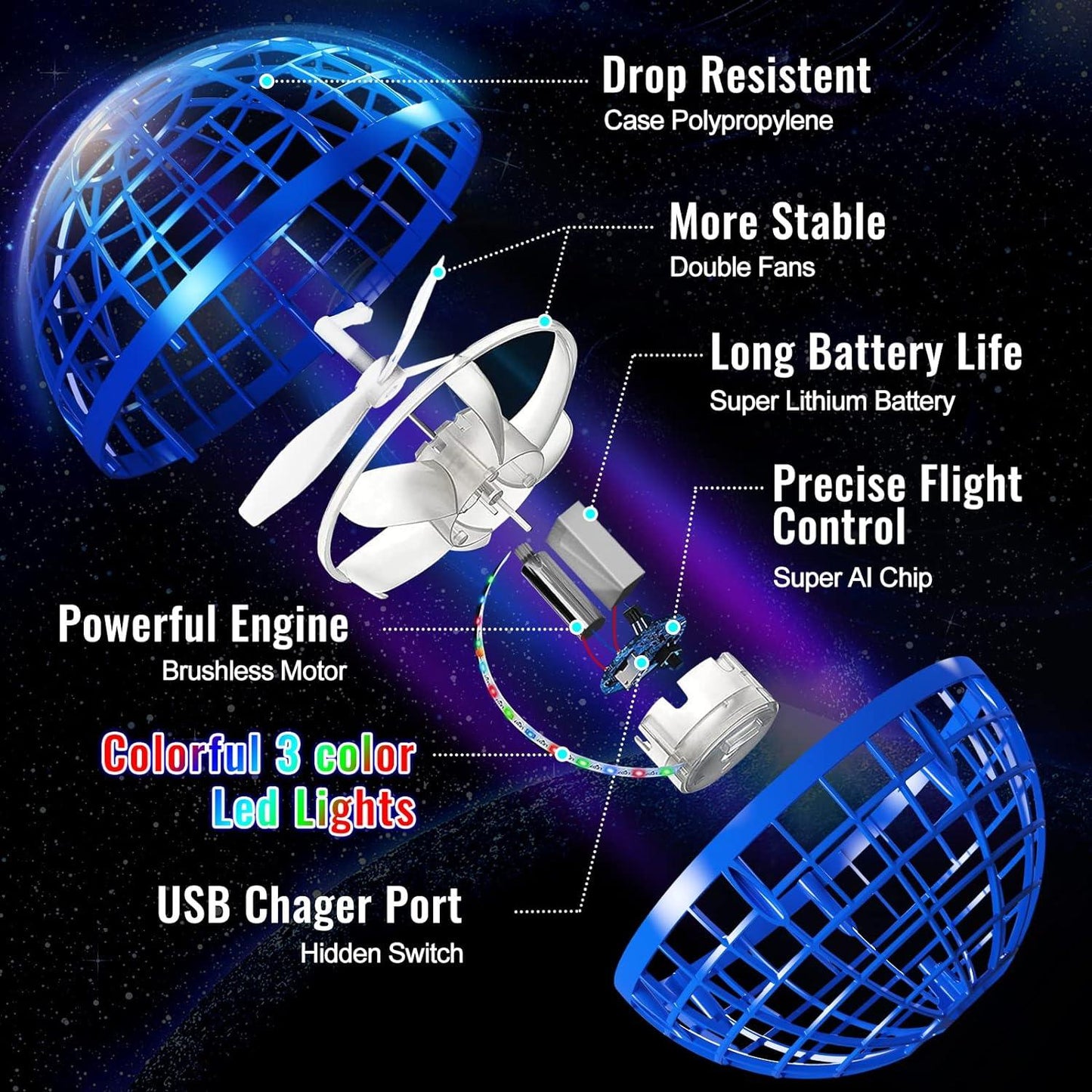 Flying Orb Balls - Pro Flying Ball Space Orb Magic Mini Drone UFO Boomerang Ball Boy Girl Toy Gifts