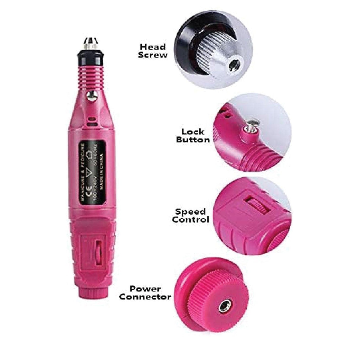 Electric Nail Files - Electric Nail Drill with 11 Drill Bits and Sanding Bands, 20000 RPM Adjustable Speed, Portable Nail Drills for Acrylic Nails