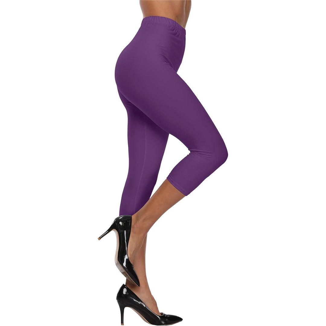 Gym Leggings for Ladies - Womens 3/4 Length Cropped Leggings Soft Cotton Active Wear Capri Pants Casual Fitness Pants