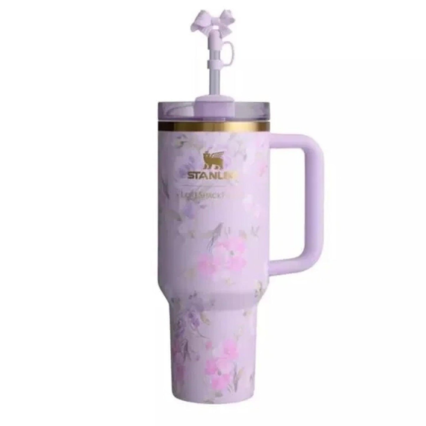 Insulated Straw Tumbler - 40 OZ Stanley Quencher H2.0 Tumbler with Straw Travel Mug for Cold or Hot Drinks Love Shack Fancy