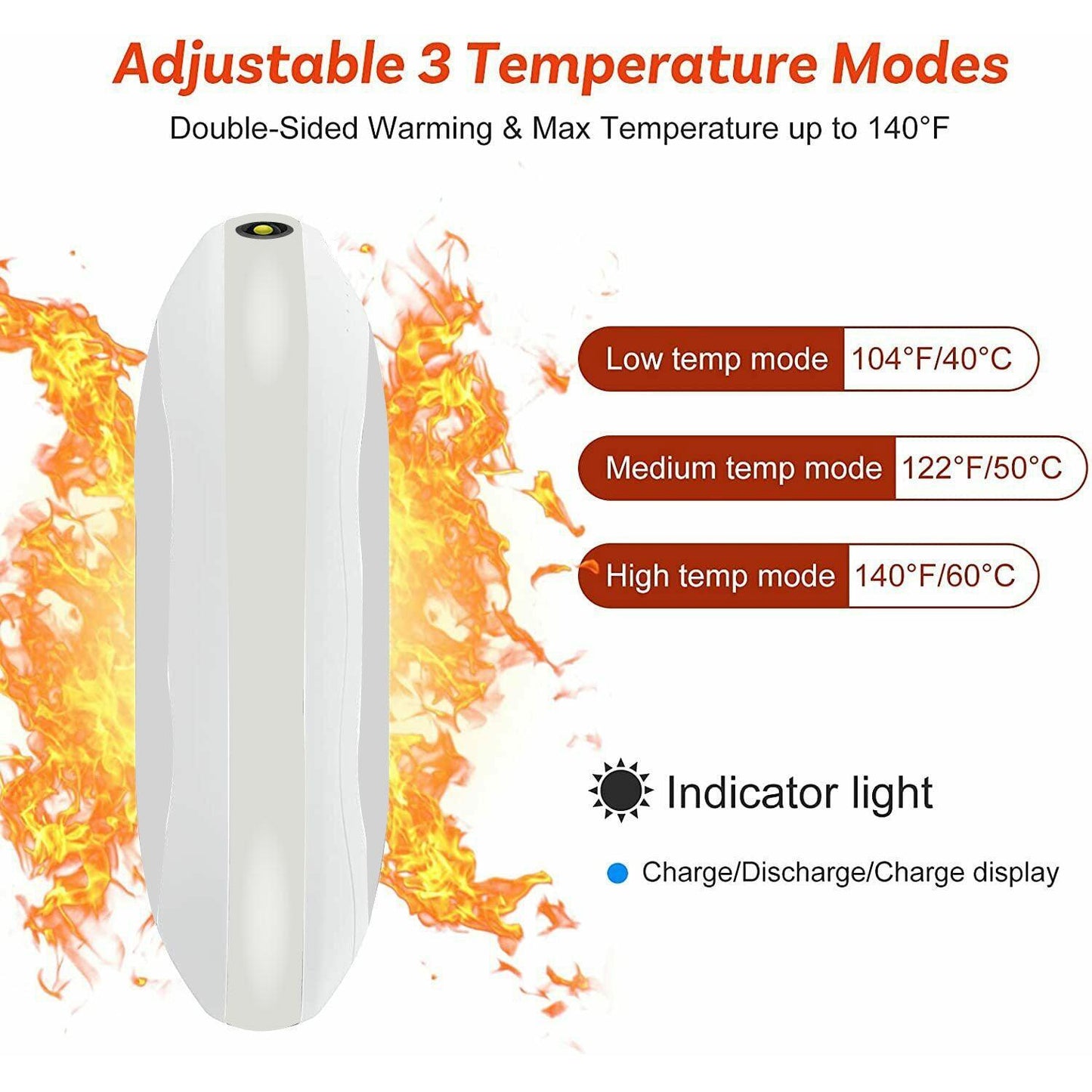 Electric Hot Rechargeable Hand Warmers - Reusable USB Hand Warmer 10000mAh Electric Portable Pocket Hand Warmers Double-sided Heat