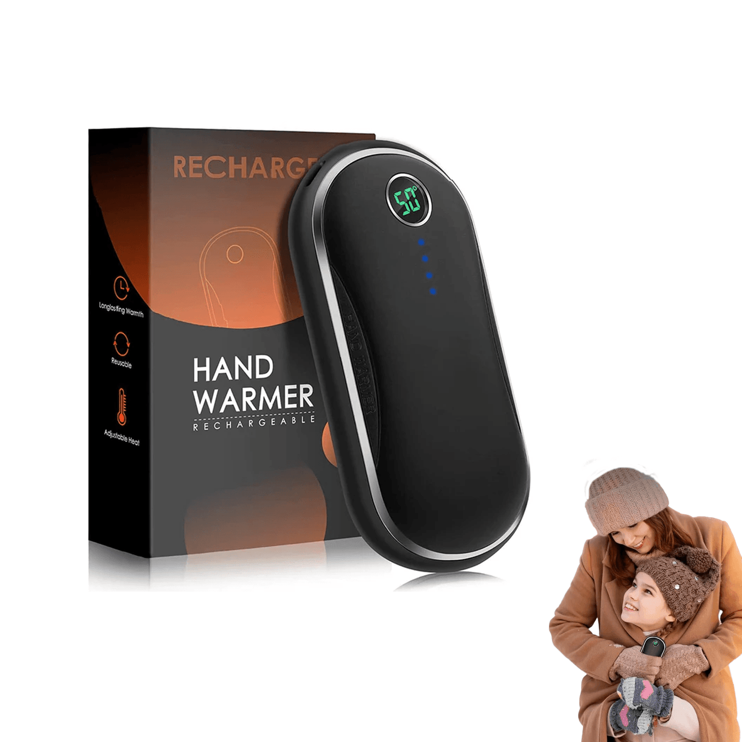 Rechargeable Hand Warmers - 10000mAh Power Bank Pocket Hand Warmer with 3 Heating Levels