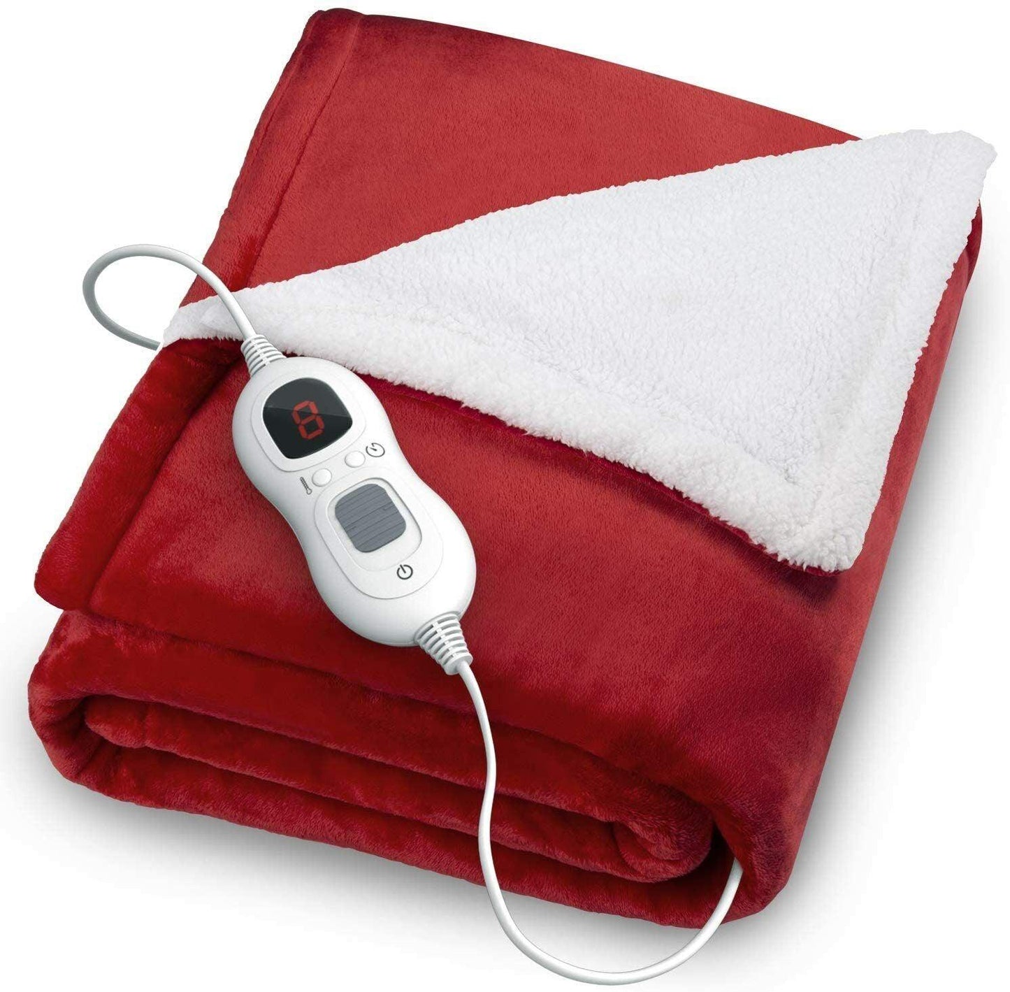 Fitted Electric Blanket Double - Luxurious Heated Throw Soft Fleece Blanket With Digital Controller
