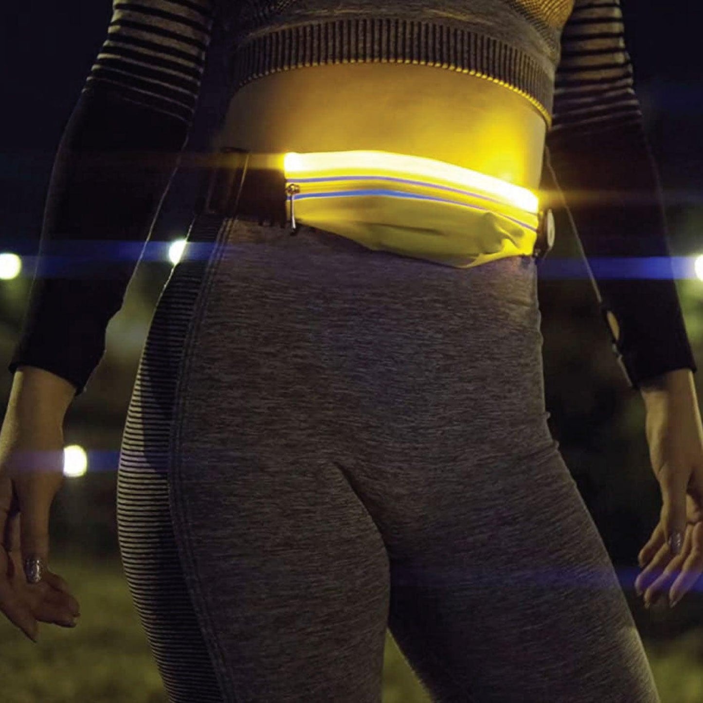 Flipbelt for Running - Ultra Yellow Coloured LED Reflective Running Belt For Women and Men USB Rechargeable Running Phone Holders Waist Bag