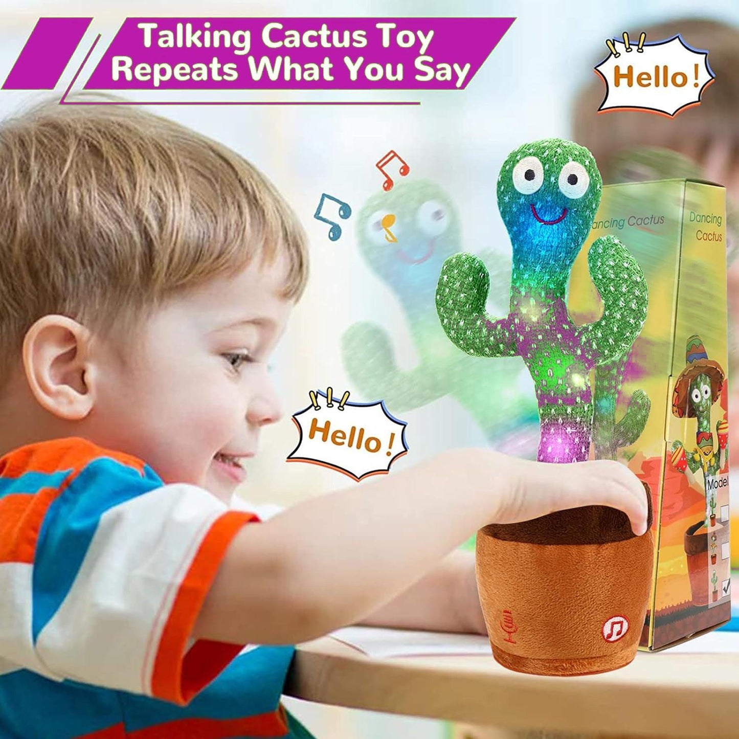 Dancing Cactus Toy - Singing Cactus Repeat What You Say Talking Cactus Toy for Children