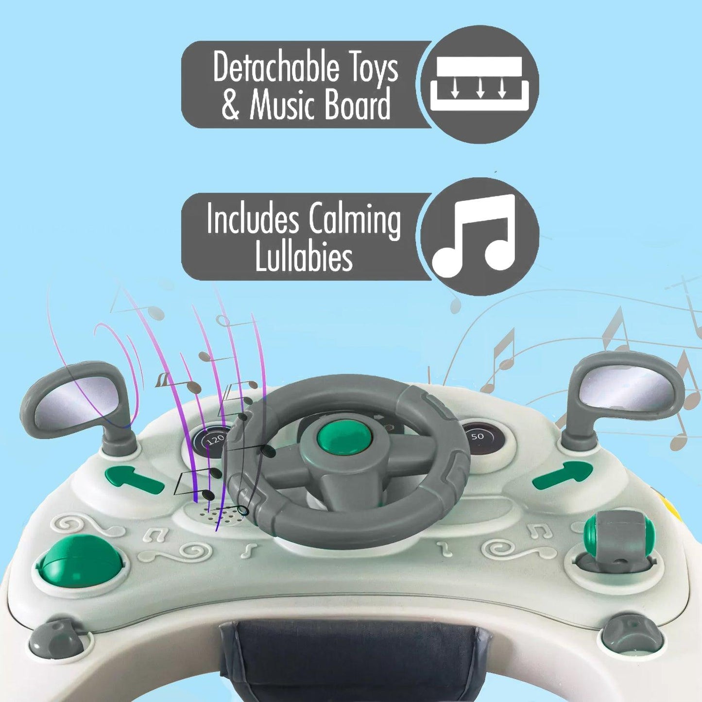 Childrens Push Along Walker - Baby Walker Rocker Bouncer First Steps Push Along Activity Music Ride On Car UK