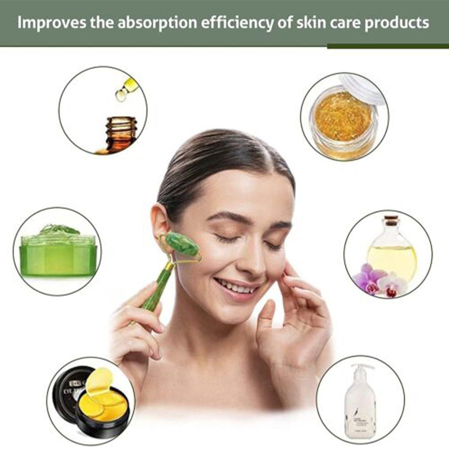 Face Massage Tool - Jade Roller Face Massager Gua sha Facial Beauty Eye Neck Body Anti Ageing Tools