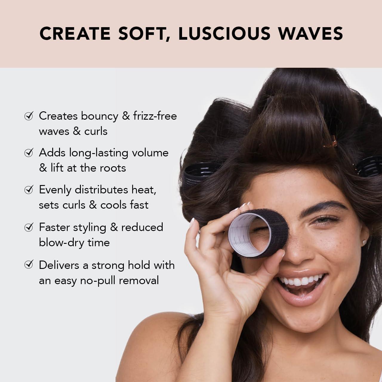 Self Grip Hair Rollers Set - 4-8 Hair Rollers Self Grip Large Set Heatless Bouncy Wave Curlers Cling Styling