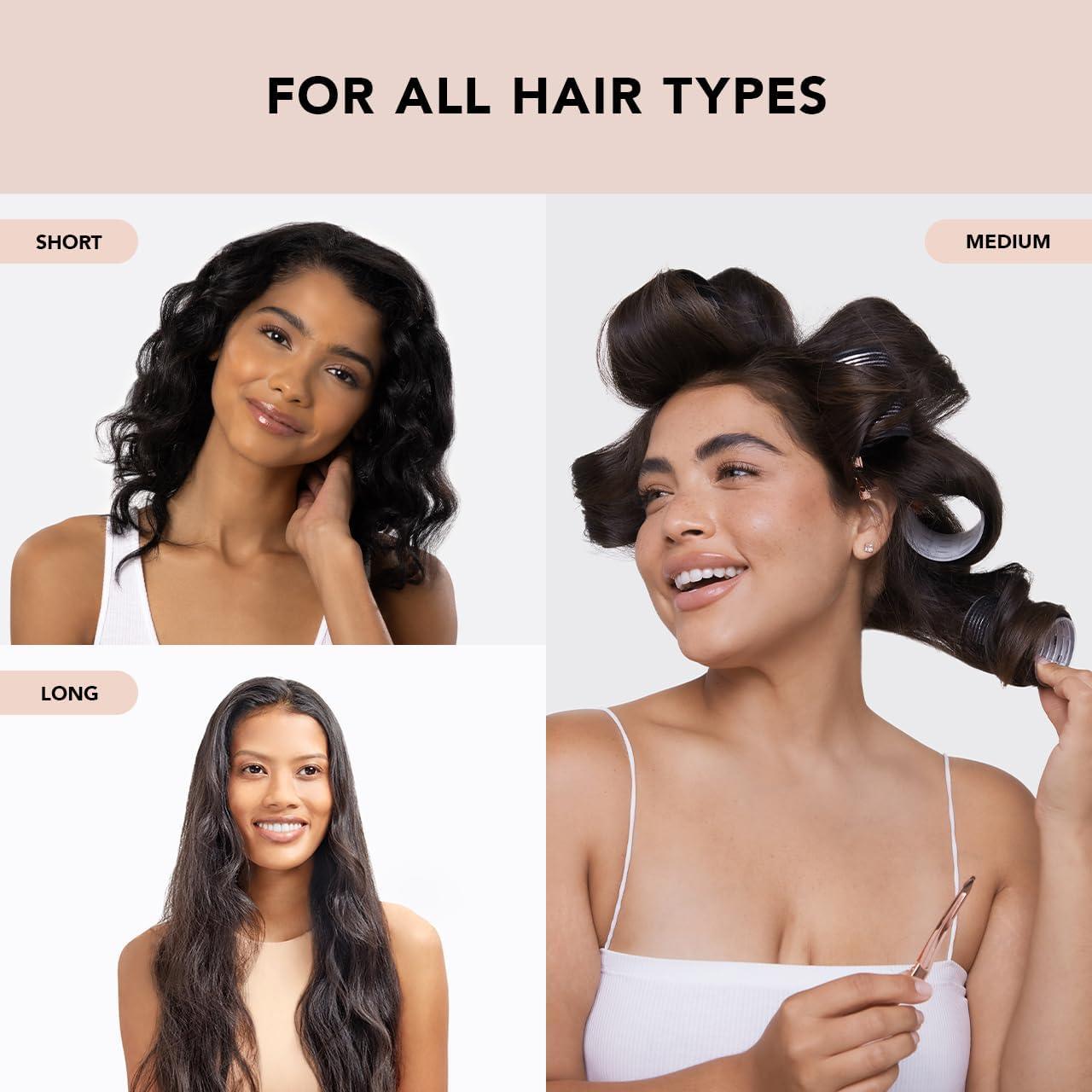 Self Grip Hair Rollers Set - 4-8 Hair Rollers Self Grip Large Set Heatless Bouncy Wave Curlers Cling Styling