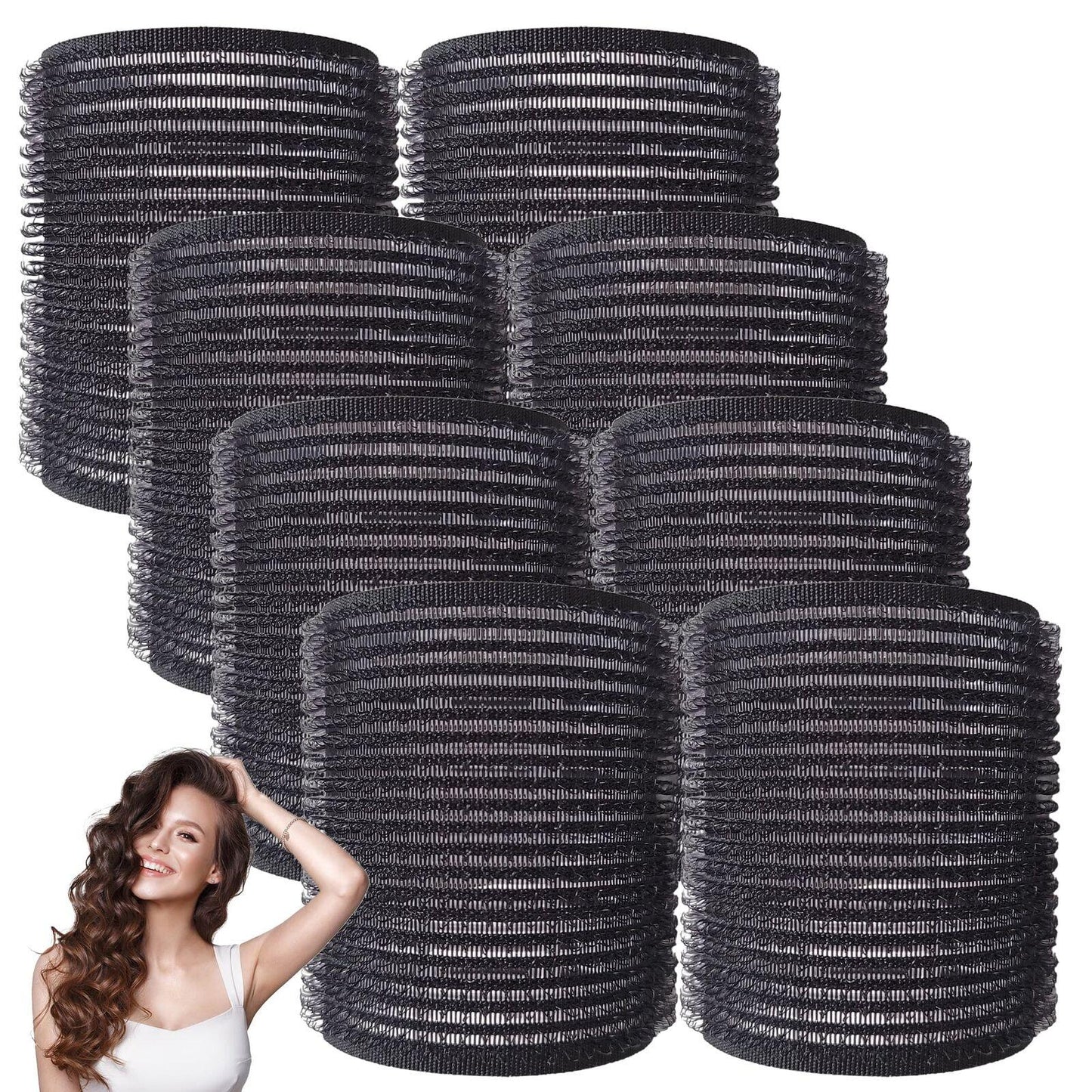 Self Grip Hair Rollers Set - 4-8 Hair Rollers Self Grip Large Set Heatless Bouncy Wave Curlers Cling Styling