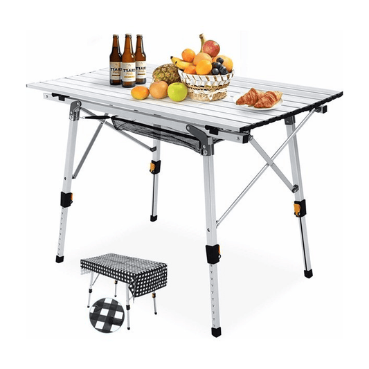 Rollup Camping Table – Adjustable Height Folding Picnic Table for Outdoor & Travel