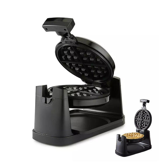 Rotating Waffle Maker - 1000W Non-Stick Rotary Waffle Iron with Auto Temperature Control | Cooks Upto 4 Waffles