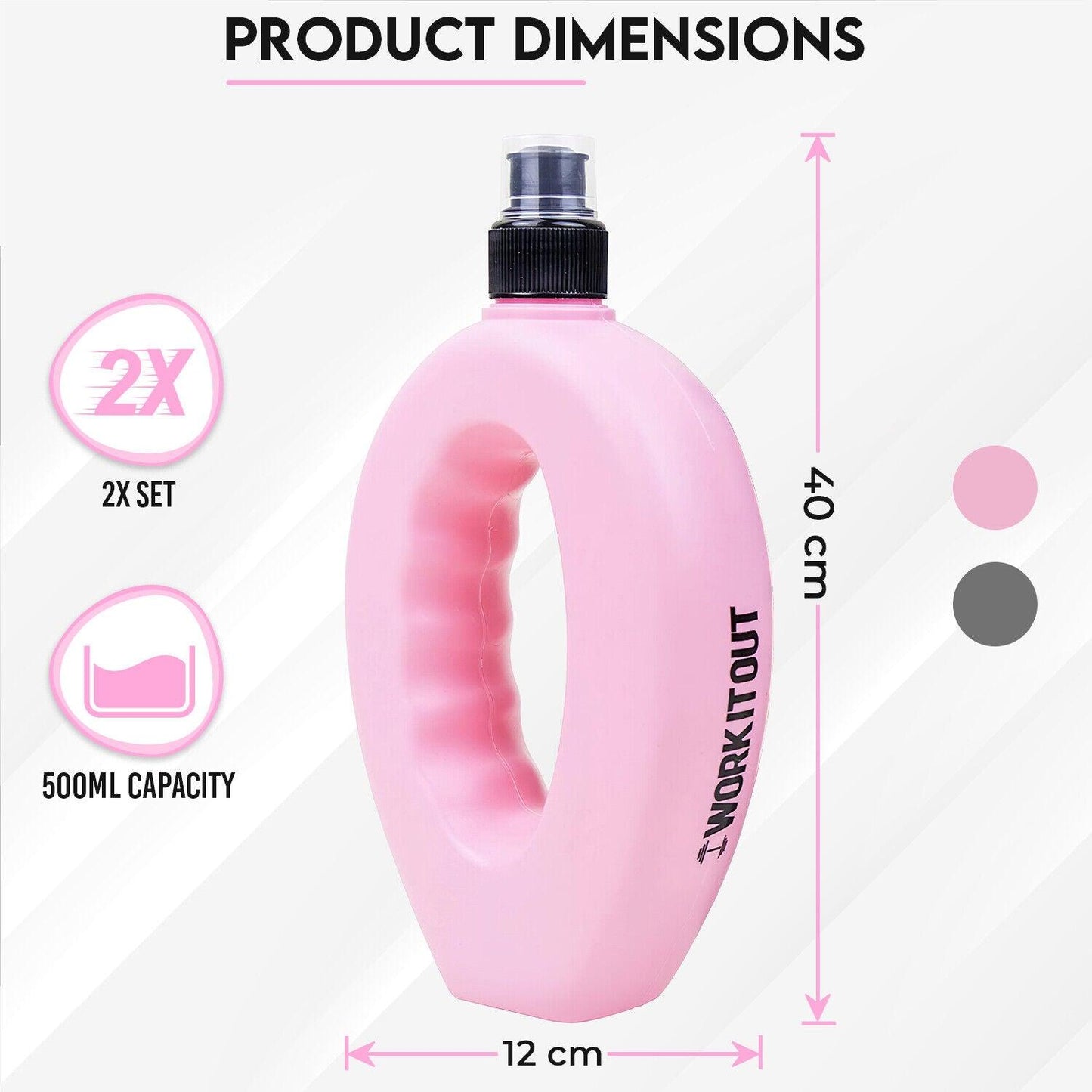 Drinks Bottle for Running - 1 Pair Running Grip Water Bottles for Jogging, Hiking, Gym