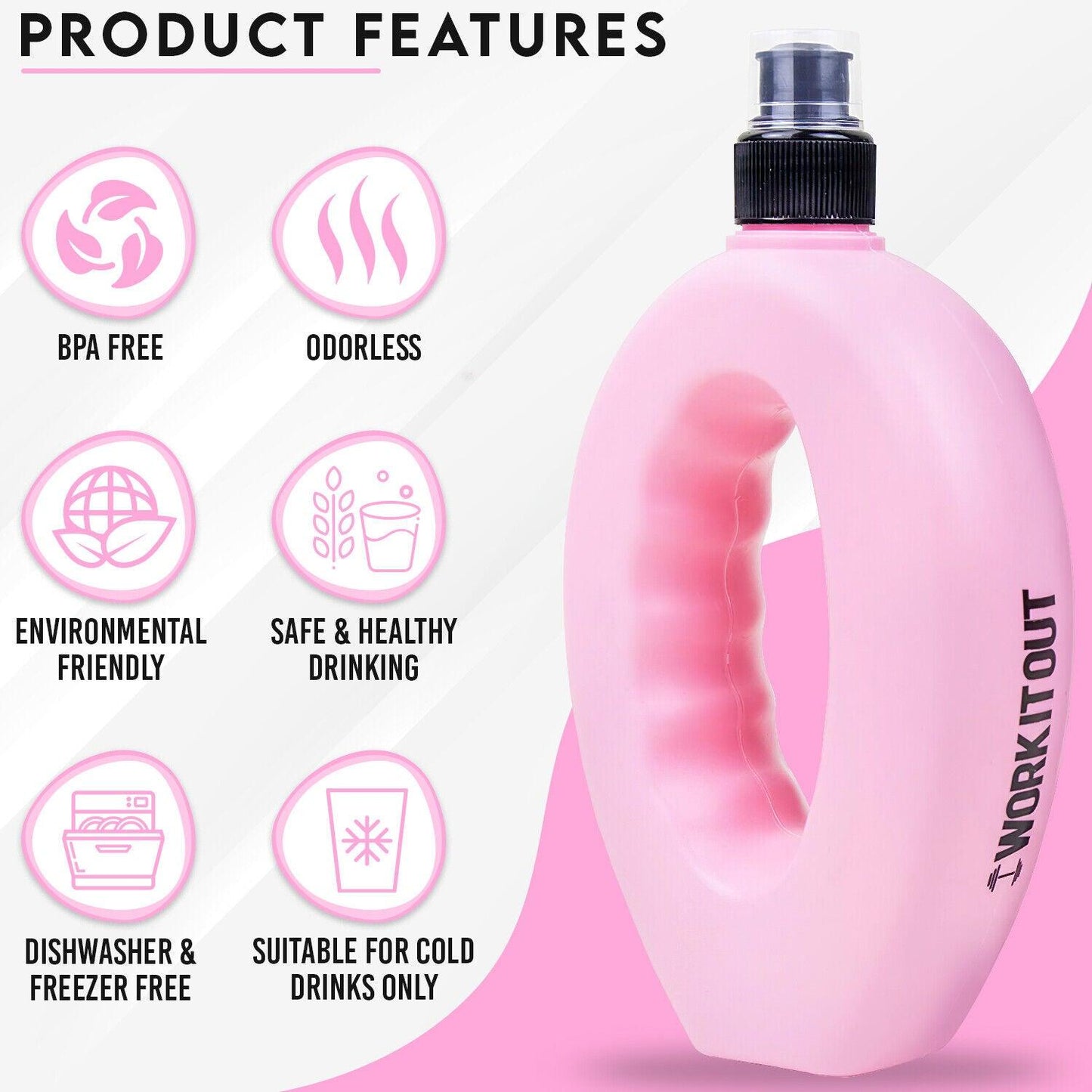 Drinks Bottle for Running - 1 Pair Running Grip Water Bottles for Jogging, Hiking, Gym
