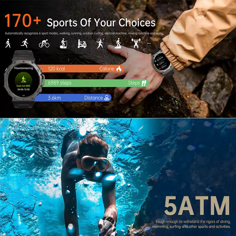 Airwatch T-Rex Military GPS Smartwatch – Waterproof Rugged Sports Watch