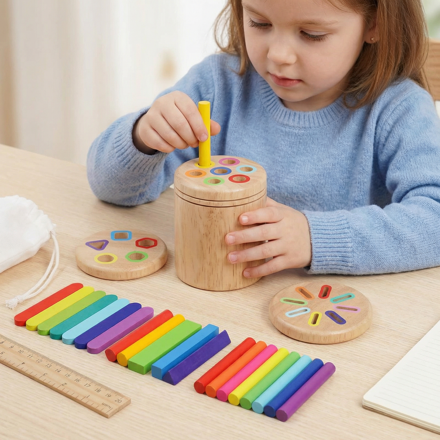 Montessori Wooden Colour & Shape Sorting Toy – Fine Motor Skills Learning Puzzle