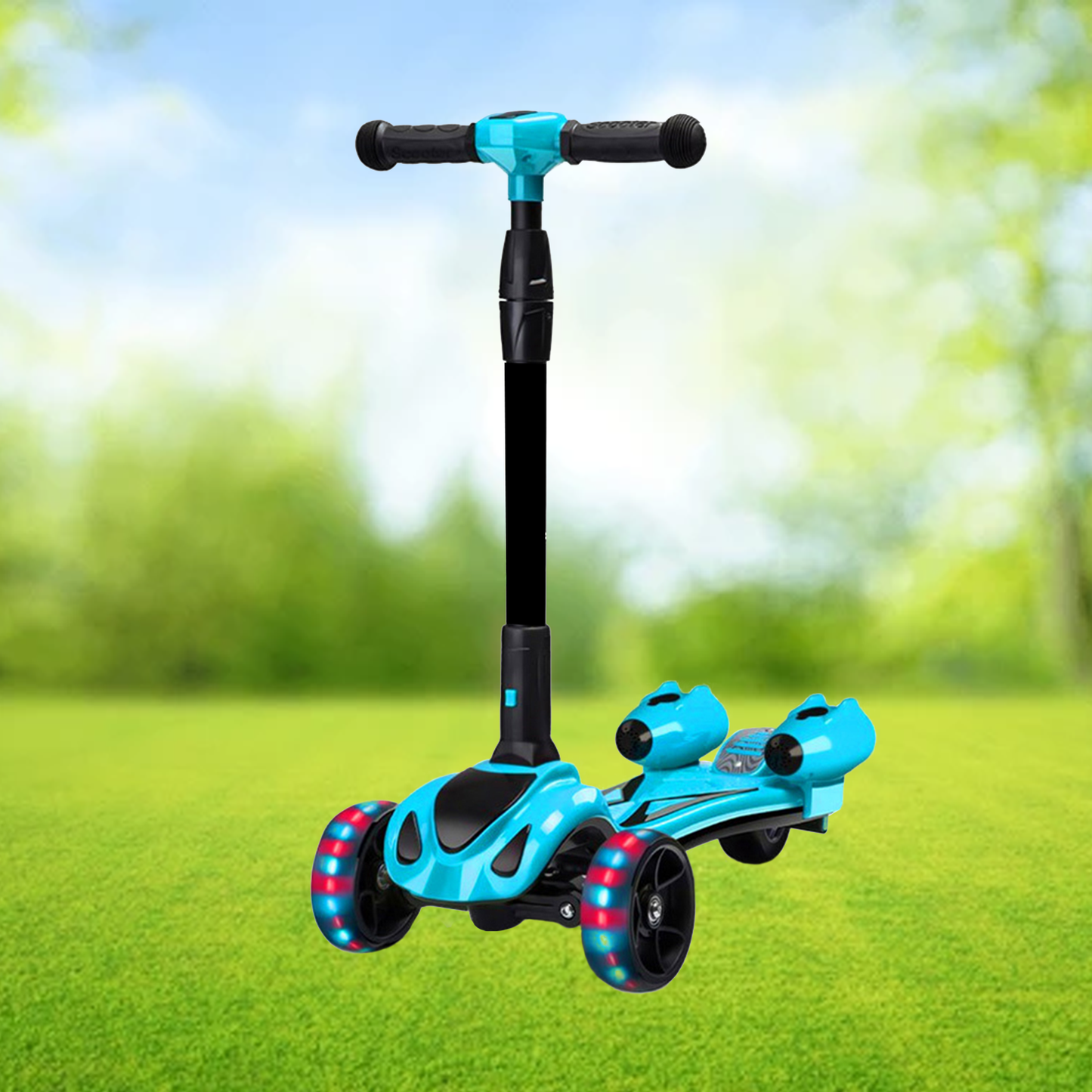 Kick Scooter for Kids – 3-Wheel Foldable Scooter with LED Light-Up Wheels & Adjustable Height