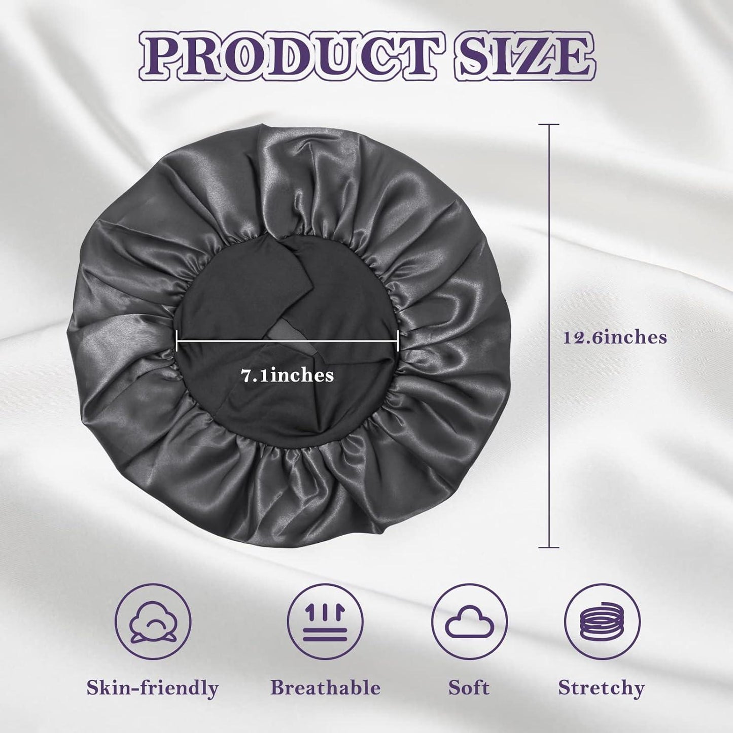 Hair Wraps for Sleeping - Bonnet Cap Long Hair Care Hat Woman Silk Satin Protection Night Head Turban Wrap