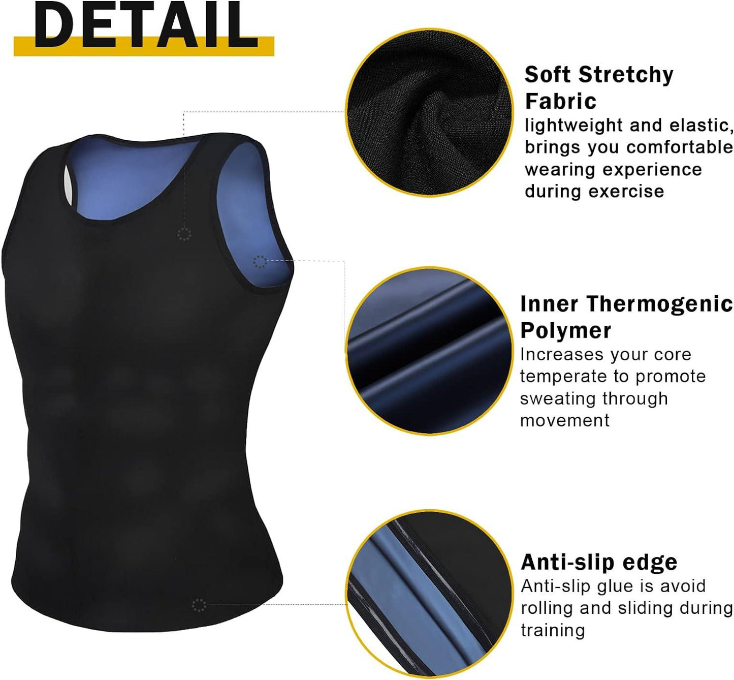 Sauna Suits for Weight Loss - Sauna Suit Tank Top for Men Workout Vest Gym Shirt Shaper Neoprene Help Sweat UK