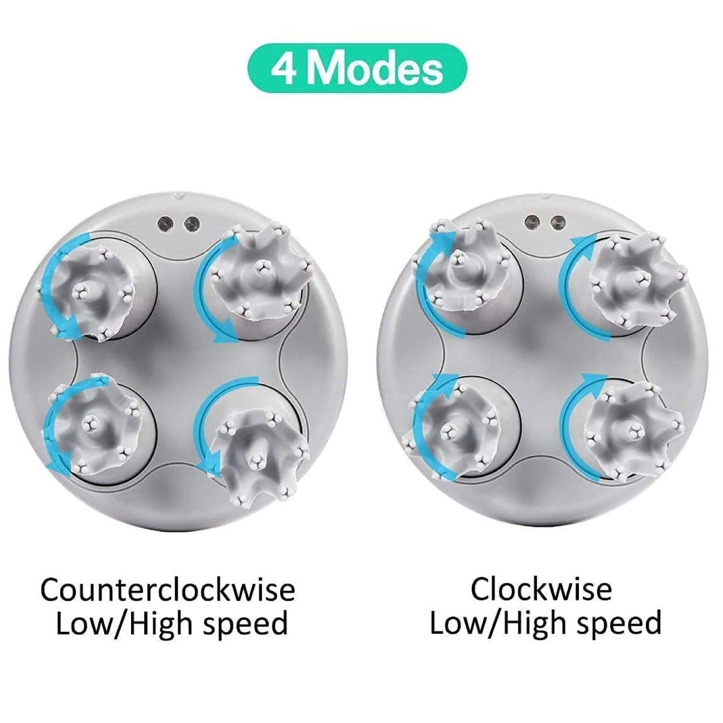 Electric Scalp Massager - 4 Replacement Massage Heads Portable Head Scratcher with Tissue Kneading Nodes